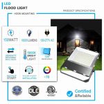 150W Led Flood Lighting 5000K Black Color For Garden Garage Lighting (4)