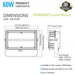 Flood LED 60W 5000K 7,450Lm With Trunnion Bracket AC120-277V (11)