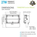 LED Flood Lights Outdoor 27W IP65 5000K with AC120-277V 3,600Lm (1)