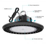 LED High Bay Ufo 150W IP65 5000K 19,500Lm 100-277VAC with ETL DLC listed (6)