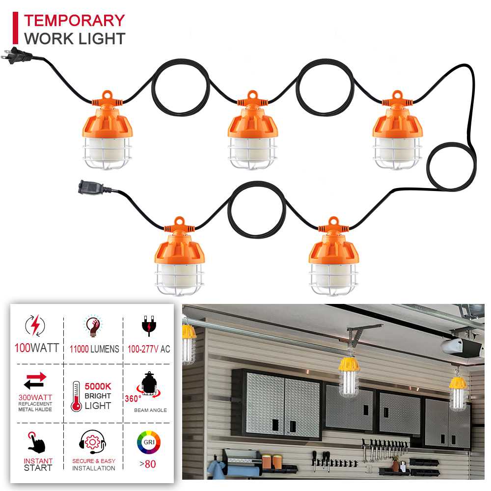 Temporary Stringer LED Temporary Light Stringers 100W 5000K 11,000Lm with AC120-277V – Eco ...