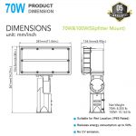 Outdoor Flood Light Fixtures 70W 5000K 8,900Lm with AC120-277V (3)