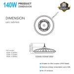 UFO High Bay Led Light Fixtures 140W 19100lm 5000K 347-480VAC (20)