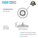 UFO High Bay Shop Lights 100W 14000lm 347-480VAC 5 years (19)