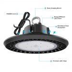 Ufo LED Fixtures 100W IP65 5000K 13,000Lm with ETL DLC listed 100-277VAC (10)